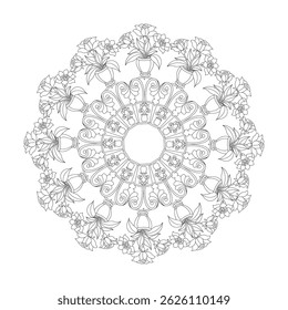 Mandala Mania livro de colorir mandala página para adulto. Fácil Mandala colorir páginas do livro para adultos para relaxar, experiências dar alívio. Arquivo de vetor redimensionável