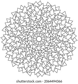 Mandala de muchos triángulos diferentes, imagen del vector de la página de coloración meditativa