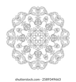 Mandala Marvel Mandala coloring book page for Kids. Easy Mandala Coloring Book Pages for Adults to Relax, Experiences Give Relief. Resizeable Vector File