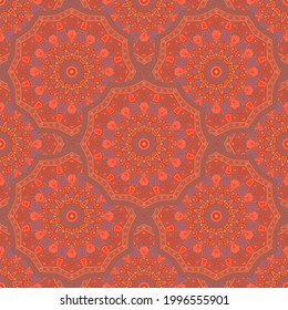 Mandala medallion vector seamless pattern. Oriental motifs fabric print. Middle east traditional seamless ornament. Abstract medallion wallpaper graphic design. Carpet pattern ethnic template.