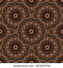 Mandala medallion vector seamless pattern. Oriental motifs fabric print. Moroccan traditional seamless ornament. Ornate medallion wallpaper graphic design. Carpet pattern ethnic template.
