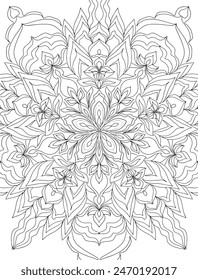 
Mandala meditation coloring antistress hand drawn black and white graphics engraving background ornament floral symmetrical