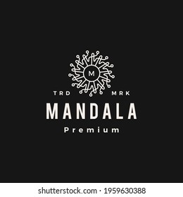 mandala medusa m letter mark hipster vintage logo vector icon illustration
