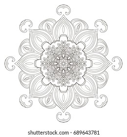 Mandala. Mehendi with floral patterns and curls