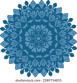Mandala with mesmerizing symmetrical patterns and detailed artistry. Exuding tranquility and balance, ideal for meditation designs, yoga themes, decoration, and artistic projects.
