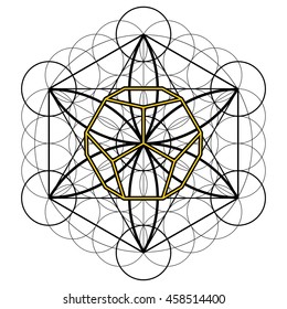 Metatrons Cube Flower Life Stock Vector (Royalty Free) 130254524 ...