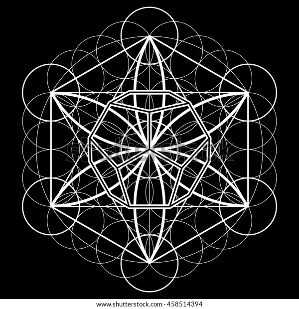 Mandala Metatron Cube Flower Life Vector Stock Vector (Royalty Free ...