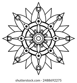 mandala with a mix of organic and mechanical elements design for a coloring book. mandala line art vector illustration for Mehndi, tattoo, yoga logo, pattern design