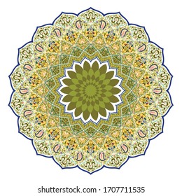 Mandala Moslem art ornament, Arabic floral decorative patern for greeting card, poster and other media, Vector EPS 10