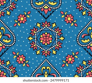 MANDALA MOTIF FLORAL SEAMLESS PATTERN ALL OVER PRINT VECTOR ILLUSTRATION