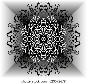 Mandala motif of the flower pattern. black and white. Tribal pattern mandala. Ethnic, fabric, motifs. Vector, abstract flower mandala. Decorative elements for design. EPS 10