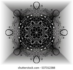 Mandala motif flower pattern. black and white. Tribal mandala drawing. Ethnic, fabric, motifs. Vector, abstract flower mandala. Decorative elements for design. EPS 10