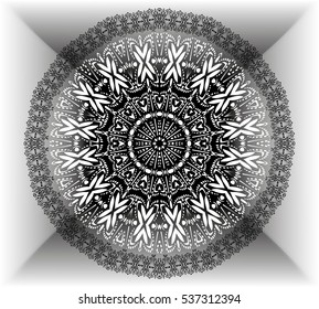 Mandala motif flower pattern. black and white. Tribal mandala drawing. Ethnic, fabric, motifs. Vector, abstract flower mandala. Decorative elements for design. EPS 10