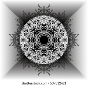 Mandala motif flower pattern. black and white. Tribal mandala drawing. Ethnic, fabric, motifs. Vector, abstract flower mandala. Decorative elements for design. EPS 10