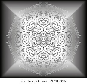 Mandala motif flower pattern. black and white. Tribal mandala drawing. Ethnic, fabric, motifs. Vector, abstract flower mandala. Decorative elements for design. EPS 10