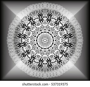 Mandala motif flower pattern. black and white. Tribal mandala drawing. Ethnic, fabric, motifs. Vector, abstract flower mandala. Decorative elements for design. EPS 10