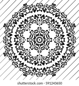 Mandala motif of the flower pattern. black and white. Tribal pattern mandala. Ethnic, fabric, motifs. Vector, abstract flower mandala. Decorative elements for design. EPS 10