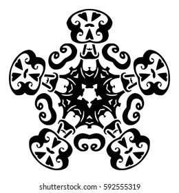 Mandala motif of the flower pattern. black and white. Tribal pattern mandala. Ethnic, fabric, motifs. Vector, abstract flower mandala. Decorative elements for design. EPS 10