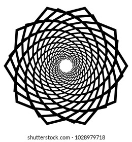 Mandala, motif with wavy, zig-zag lines rotating