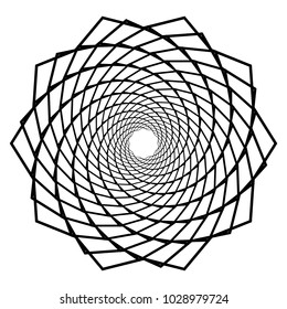 Mandala, motif with wavy, zig-zag lines rotating