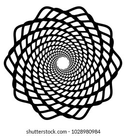 Mandala, motif with wavy, zig-zag lines rotating