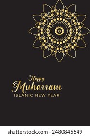 Mandala Muharam card design. Vintage decorative Background