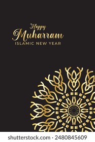 Mandala Muharam card design. Vintage decorative Background