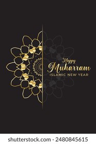 Mandala Muharam card design. Vintage decorative Background