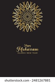 Mandala Muharam card design. Vintage decorative Background