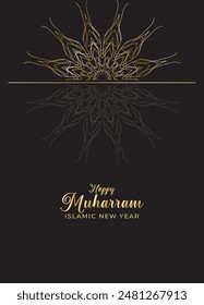 Mandala Muharam card design. Vintage decorative Background
