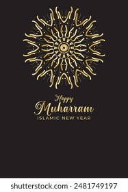 Mandala Muharam card design. Vintage decorative Background