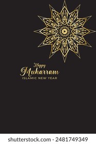 Mandala Muharam card design. Vintage decorative Background
