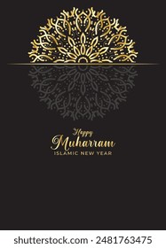 Mandala Muharam card design. Vintage decorative Background