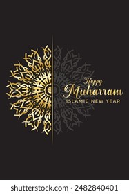 Mandala Muharam card design. Vintage decorative Background