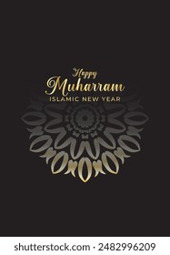 Mandala Muharam card design. Vintage decorative Background
