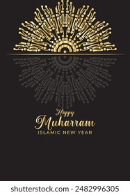 Mandala Muharam card design. Vintage decorative Background