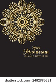 Mandala Muharam card design. Vintage decorative Background