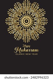 Mandala Muharam card design. Vintage decorative Background