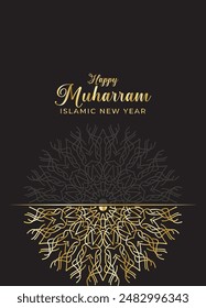 Mandala Muharam card design. Vintage decorative Background