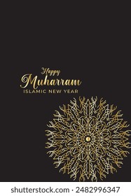 Mandala Muharam card design. Vintage decorative Background
