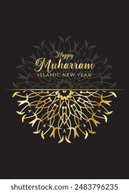 Mandala Muharam card design. Vintage decorative Background