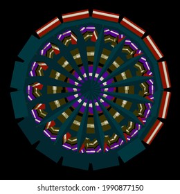 mandala with multicolor 3d patterns .