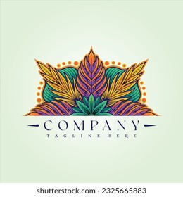 Mandala nature geometry tropical bloom oasis vector illustrations for your work logo, merchandise t-shirt, stickers and label designs, poster, greeting cards advertising business company or brands