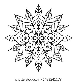 mandala nature like flowers, leaves, and vines style design for coloring book pages. mandala line art vector illustration for Mehndi design, tattoo design, yoga logo, pattern design