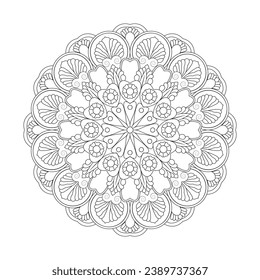 Mandala Nature's coloring book page for kdp book interior. Peaceful Petals, Ability to Relax, Brain Experiences, Harmonious Haven, Peaceful Portraits, Blossoming Beauty mandala design.