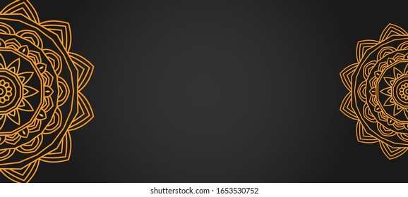 Mandala with New Style Gold and Black Background. Wallpaper Illustration Vector