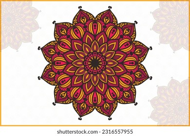 Mandala nice colorful  pattern flower frame style vector premium design template.