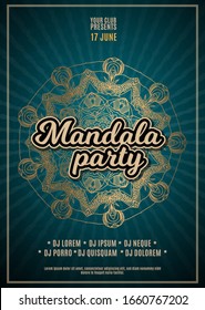 Diseño de plantilla de volante de Mandala Night Party