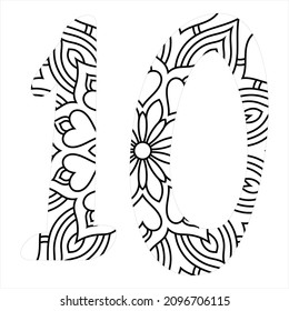 MANDALA NUMBER VECTOR 10 ILLUSTRATION