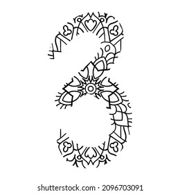 MANDALA NUMBER VECTOR 3 ILLUSTRATION
